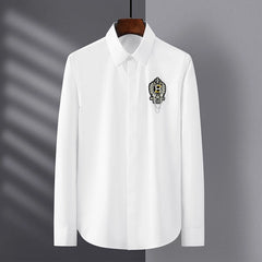 Luxury Handmade Badge Men's Shirt Long Sleeve