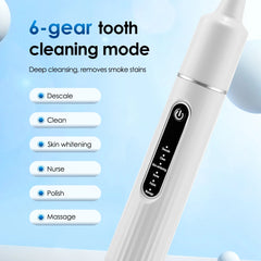 Electric Teeth Cleaner 6 Intensity Levels Portable Household Toothbrush Tartar Stains Dental Calculus Remover Teeth Whitening