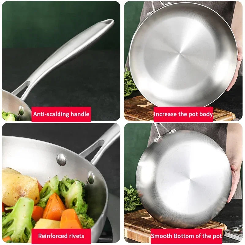 Stainless Steel Frying Pan, NonStick Pan Fried Steak Pot