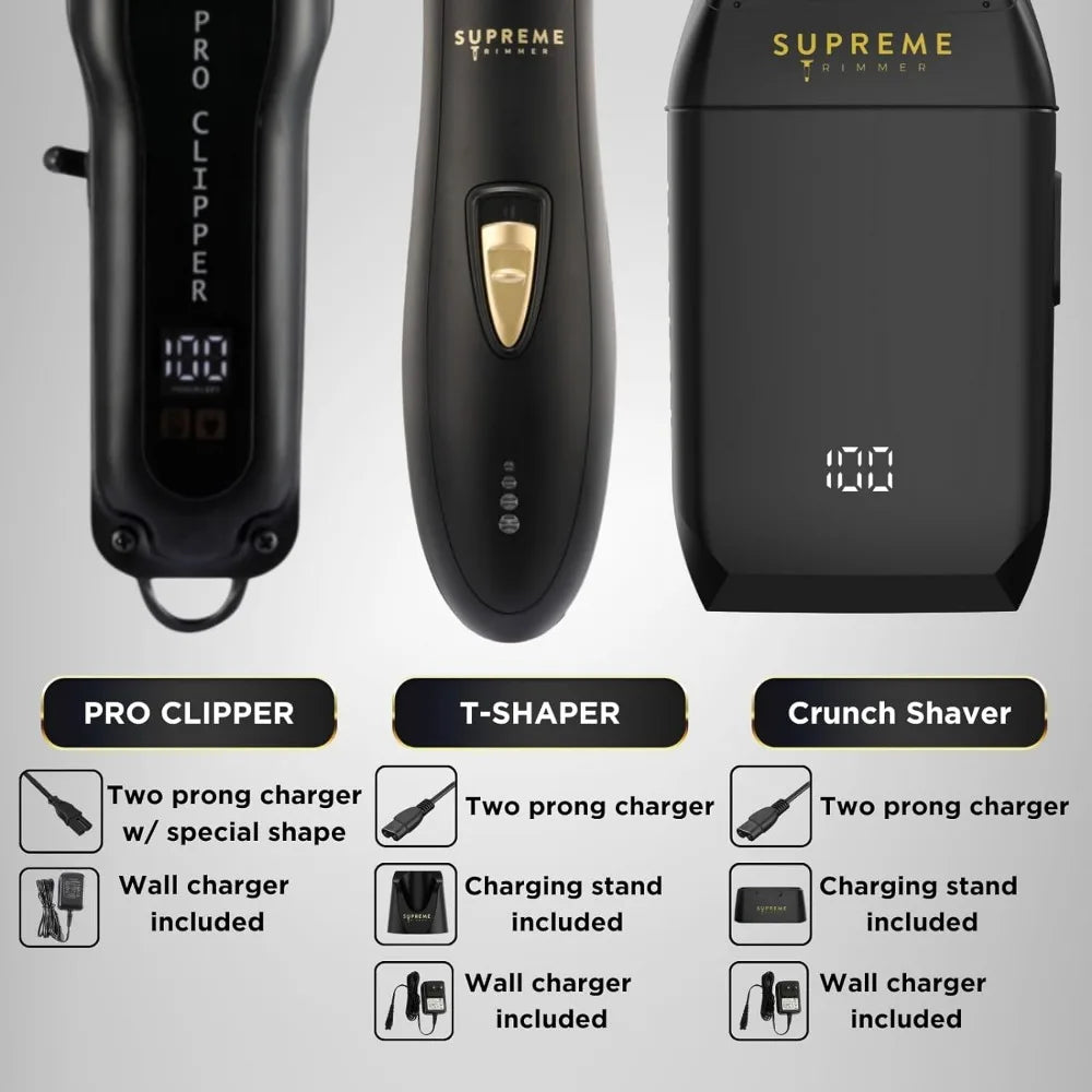 3-in-1 Barber Bundle, Pro Clipper, T-Shaper Trimmer & Crunch Foil Shaver, Professional Beard Trimmer Men’s Hair Clipper Kit