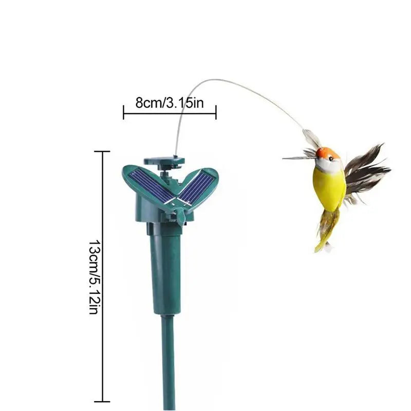 Funny Solar Rotating Bird Toy Flying Hummingbird Power Vibration Birds Stake  Garden Decoration