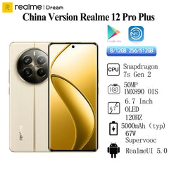 New Realme 12 Pro Plus China Version Snapdragon 7s Gen 2 64MP Sony IMX890 OIS 6.7" AMOLED 120HZ 5000mAh 67W SuperVOOC NFC OTA