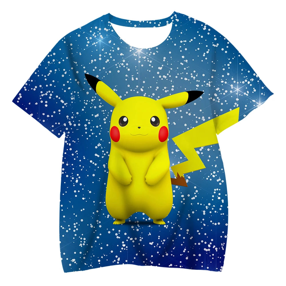 Children T-shirts Kids Tops Pokemon T Shirt Boys Short Sleeve Pikachu Tshirt Girls Clothes Tees Summer Casual Wear Girl T-shirt