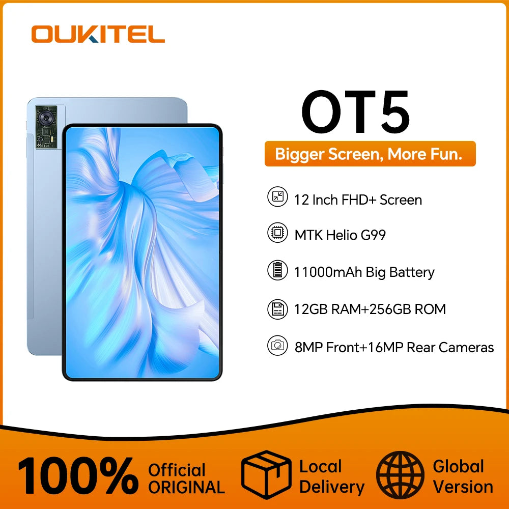 Oukitel OT5 Tablet 12" FHD+ 12GB+256GB 11000mAh  Android 13 Tablets 16MP Camera  MTK Helio G99 Tablet Pad