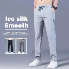 Men's Ice Silk Pants Summer Trend Loose Straight Thin Casual Pants