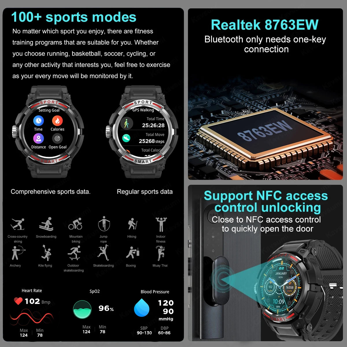 Smart Watch 2 in 1 With Bluetooth Headset 1.43 inch AMOLED BT Call NFC Smartwatch