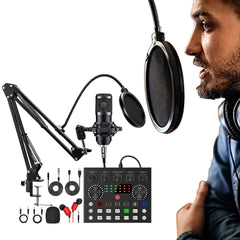 Podcast Equipment Bundle with BM800 Microphone and V8 Sound Card Podcast Equipment Metal Shock