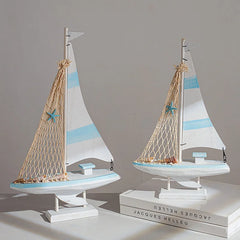 Mediterranean Style Sailing Home Accessories Wooden Sailboat Ornament