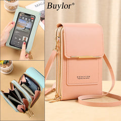 Buylor Bolso Women's Touch Screen Mobile Phone Purse Soft Leather Shoulder Bag Female Handbags Cheap Small Wallet Crossbody Bags