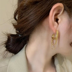 Gold Chain Earrings Pink Style Hip-hop Trendy Play INS Style Cool Style Women's Earrings