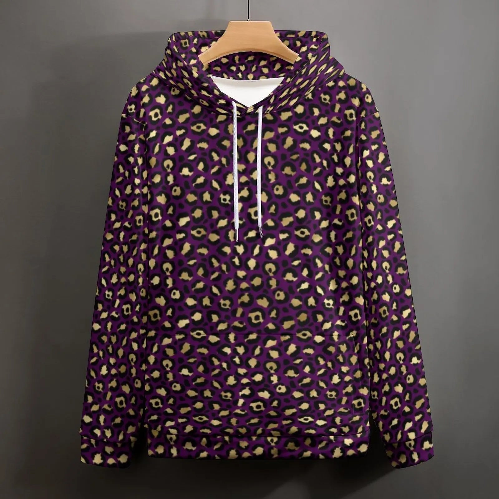 Purple And Gold Leopard Hoodies Animal Print Street Wear Oversize Hoodie