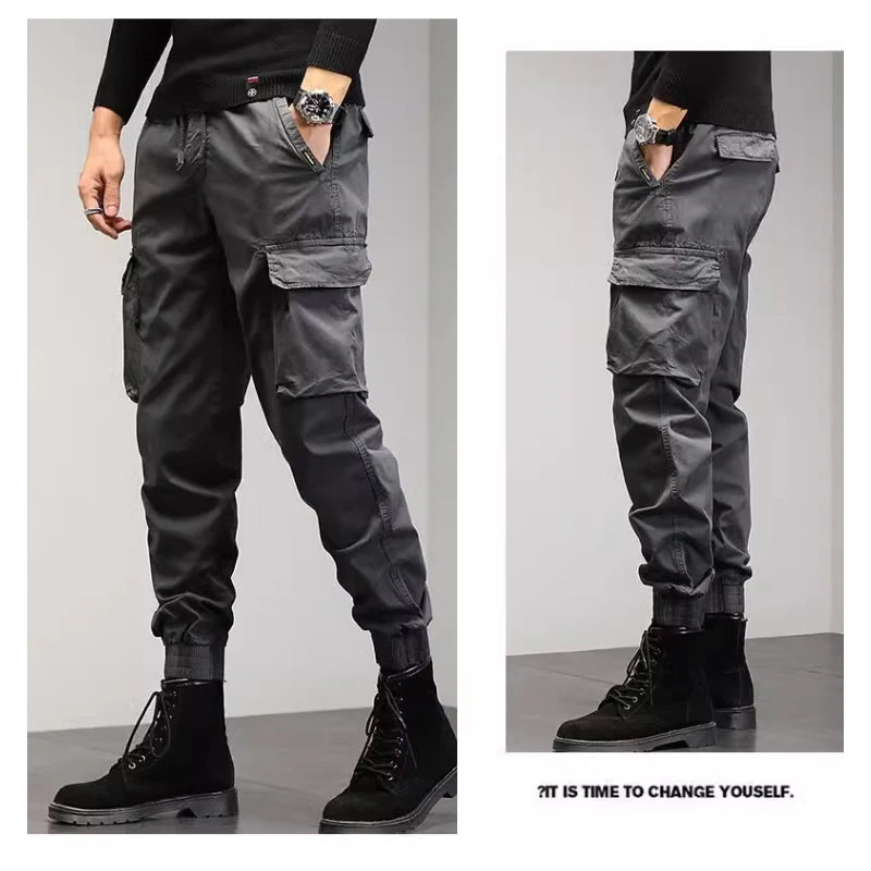 Multi-pocket designer overalls men's drawstring trousers are outdoor slacks