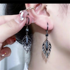 New Fashion Golden Leaves Earrings Earrings for Women Green Crystal Earrings