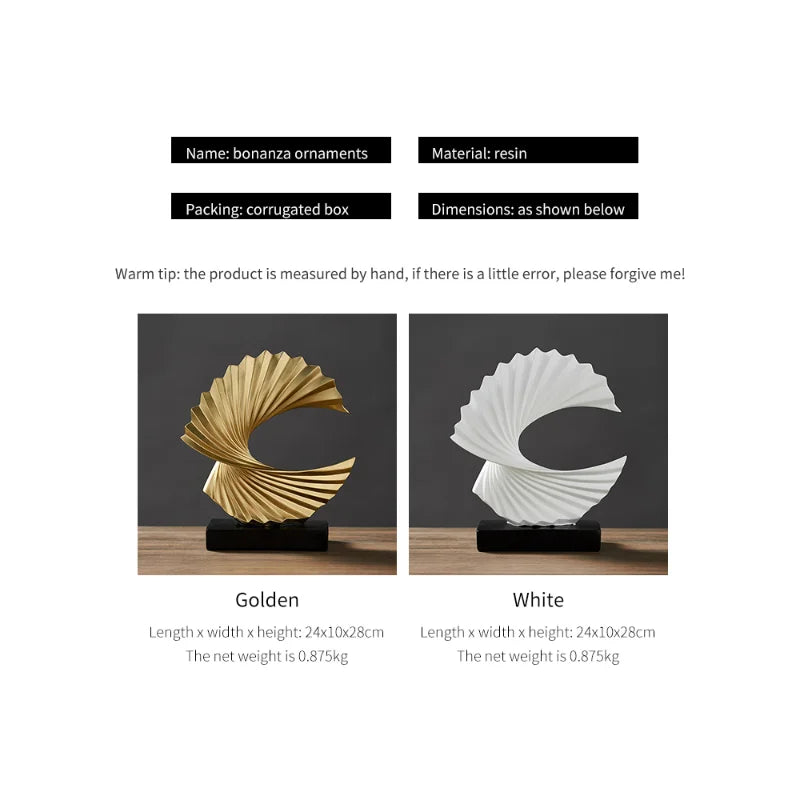 Modern Decor Abstract Sculpture Resin Sculptur Art Golden Statue Living Room Home Decoration