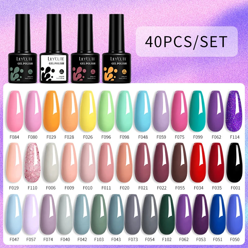 Color Gel Nail Polish Set Colorful Glitter Nail Gel Polish Semi Permanent UV Gel Nail Art Gel Varnishes Kit