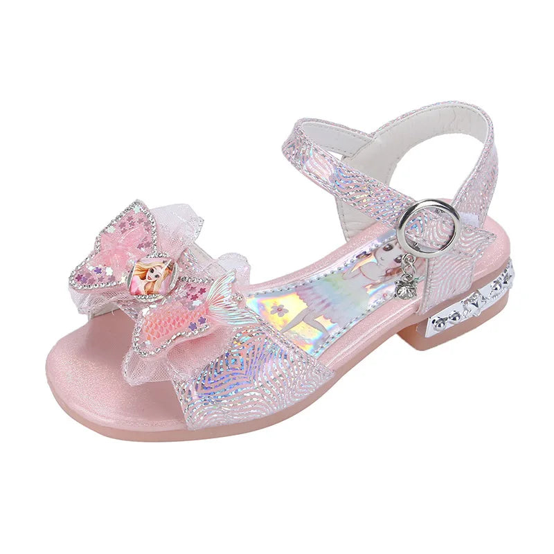 Girls' sandals  summer new girls students show shoes rhinestone bow Children's Princess Shoes