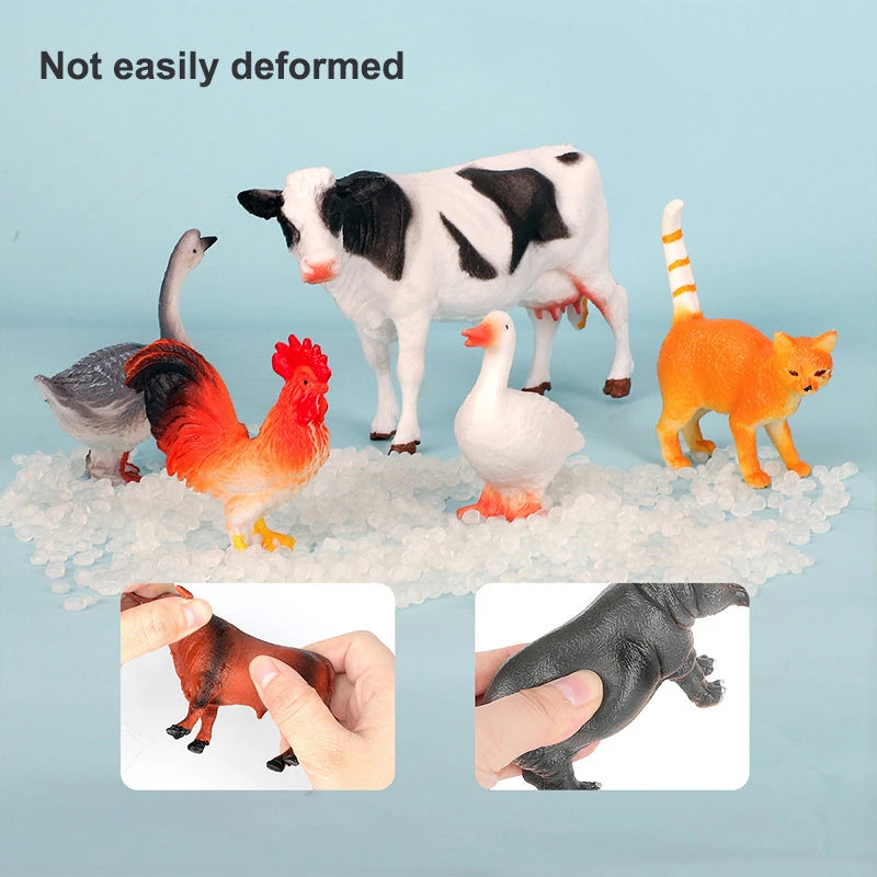 13PCS Wild Animal Model Simulated Elephant Gorilla Tiger Lion Hippo Panda Toy Ornaments Farm Animal Toys with Picture Album