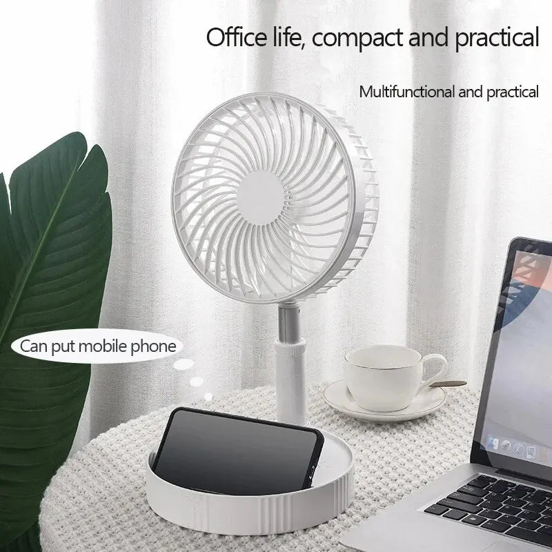 Portable Electric Fan Folding Telescopic Floor Standing USB Rechargeable Mini Brushless Fan