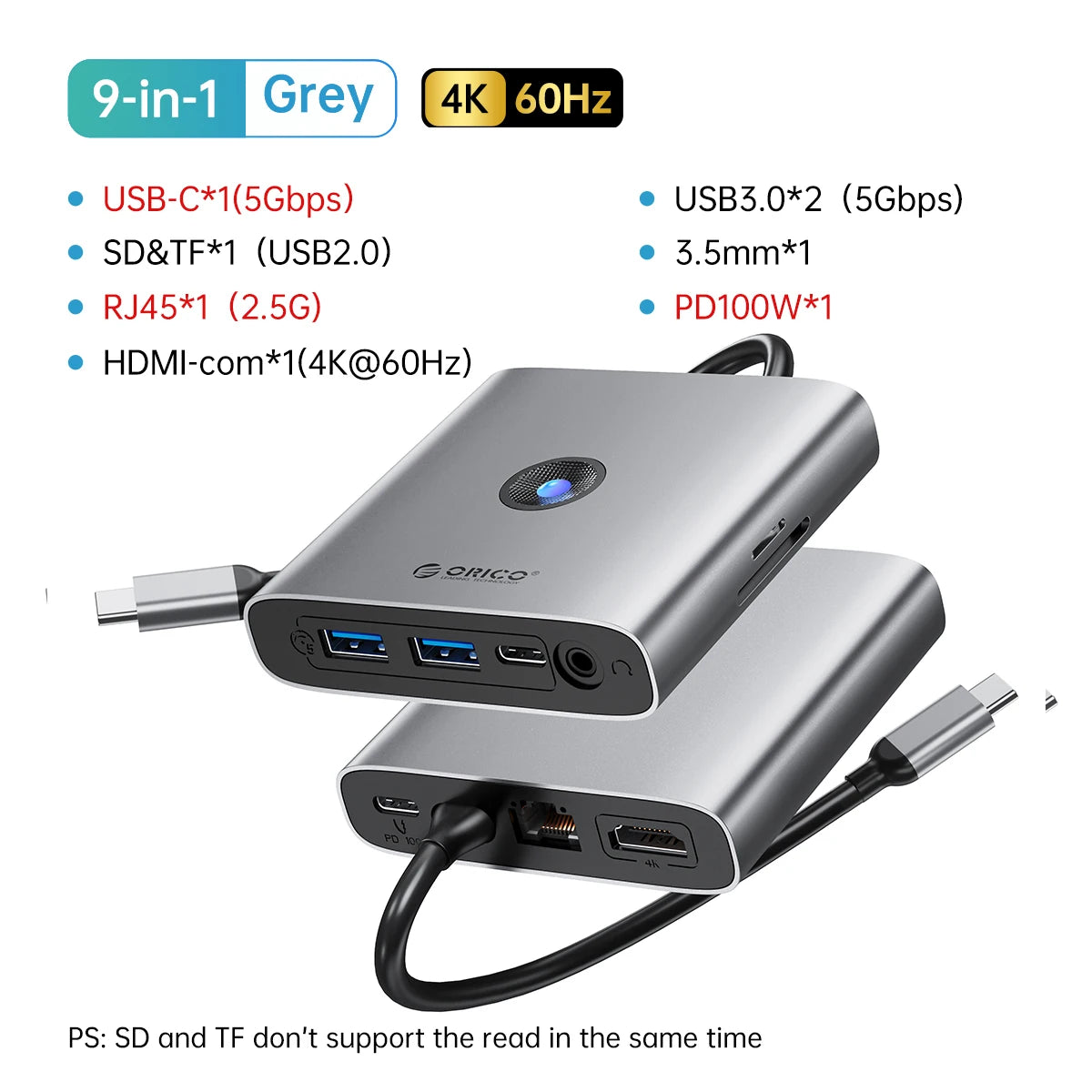 Adapter HUB Type C to 4K60Hz HDMI-Compatible Docking Station RJ45 PD Splitter For MacBook iPad Laptop Accessories