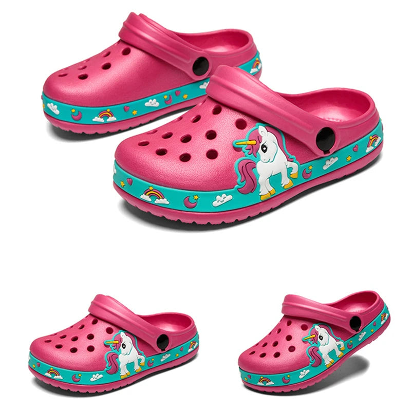 Kids Hole Garden Shoes Unicorn Dinosaur Beach Flat Sandals