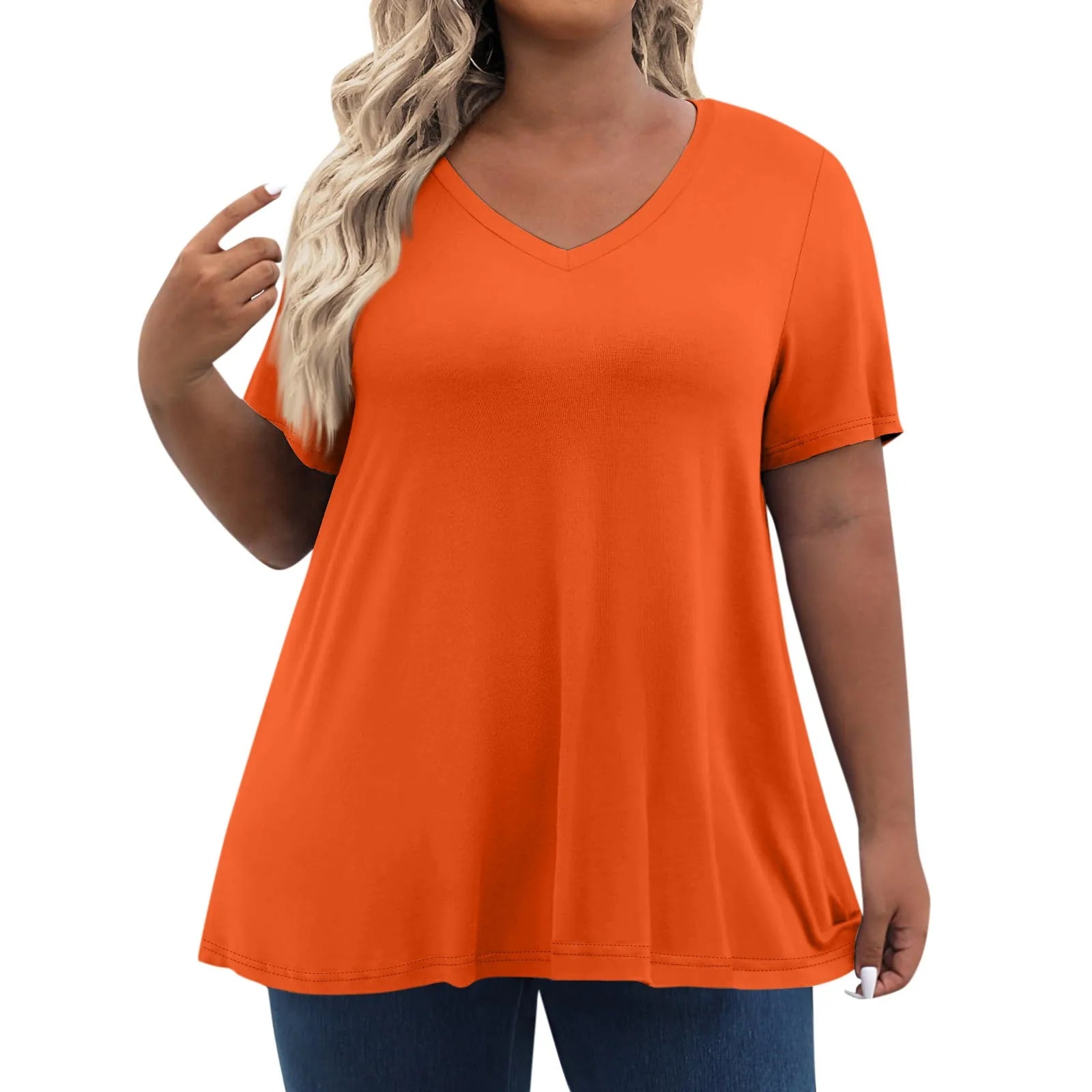 Plus Size Women's T-shirt Fashion Solid Short Sleeve Tee Loose Casual Female Clothing