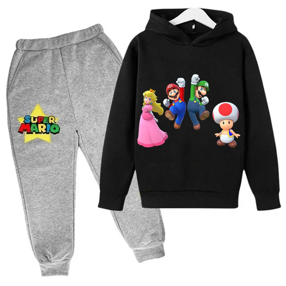 Kids Super Mario Bros Boy Girl Hoodie Suit Spring Autumn Kids Hooded Sportswear