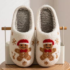 Women Christmas Gingerbread Man Cute Winter Warm Slippers