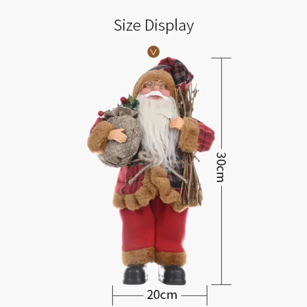 Christmas Decor for Home Santa Claus Plush Doll Window Decoration Supplies 30cm Standing Fairy Garden Gift Xmas Ornaments