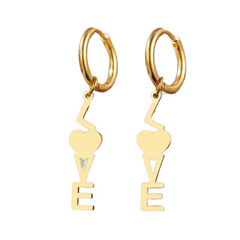 Stainless Steel Earrings Trend Letter Heart Letter Love Pendants