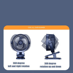 USB Plug-in Use Mini Clipped Fan 360° Rotation 2-speed Wind Desktop Ventilator Silent Air Conditioner