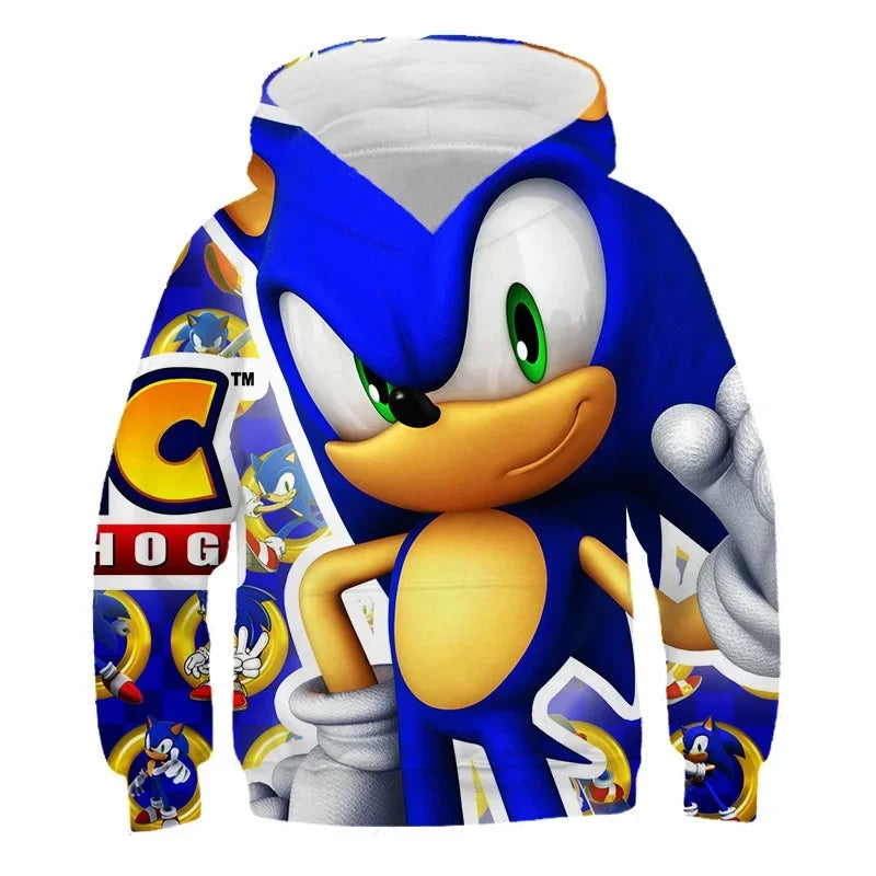 2023 New Children's Clothes Fashion Sonic Hoodie For Kids Boys Girls Autumn Long Sleeve Printed Anime Sweatshirts Cool Tops Tees