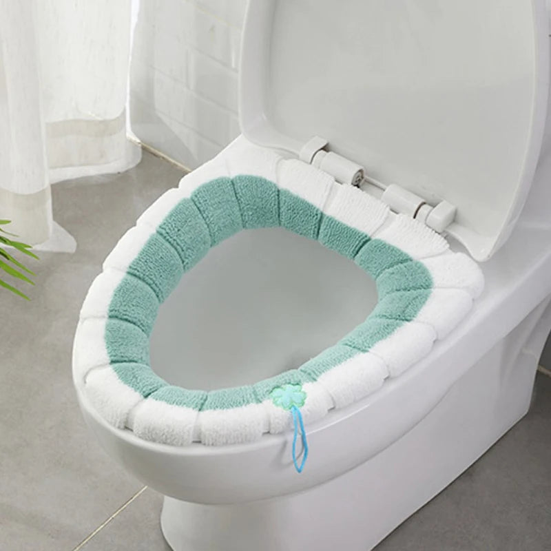 Bathroom Toilet Seat Cover Soft Warmer Washable Mat Cover Pad Cushion Seat Case Toilet Lid Cover