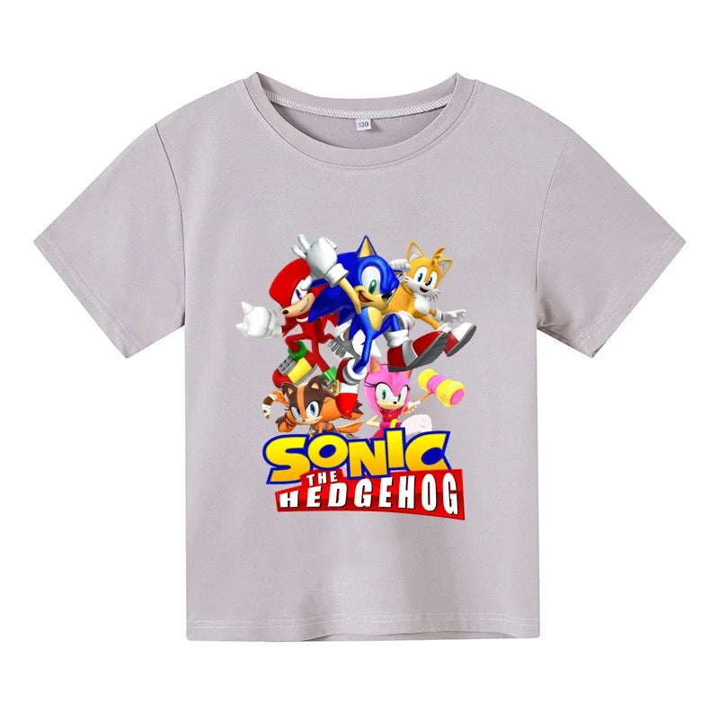 New Cartoon Cute Clothes Summer Kids Boys Sonic 2 T-shirt Printed short sleeve Baby Girls T-shirt Sonic Cotton Short Sleeve