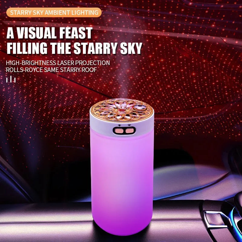 Wireless Car Air Humidifier Starry Sky Projector Lamp Portable Humidifier