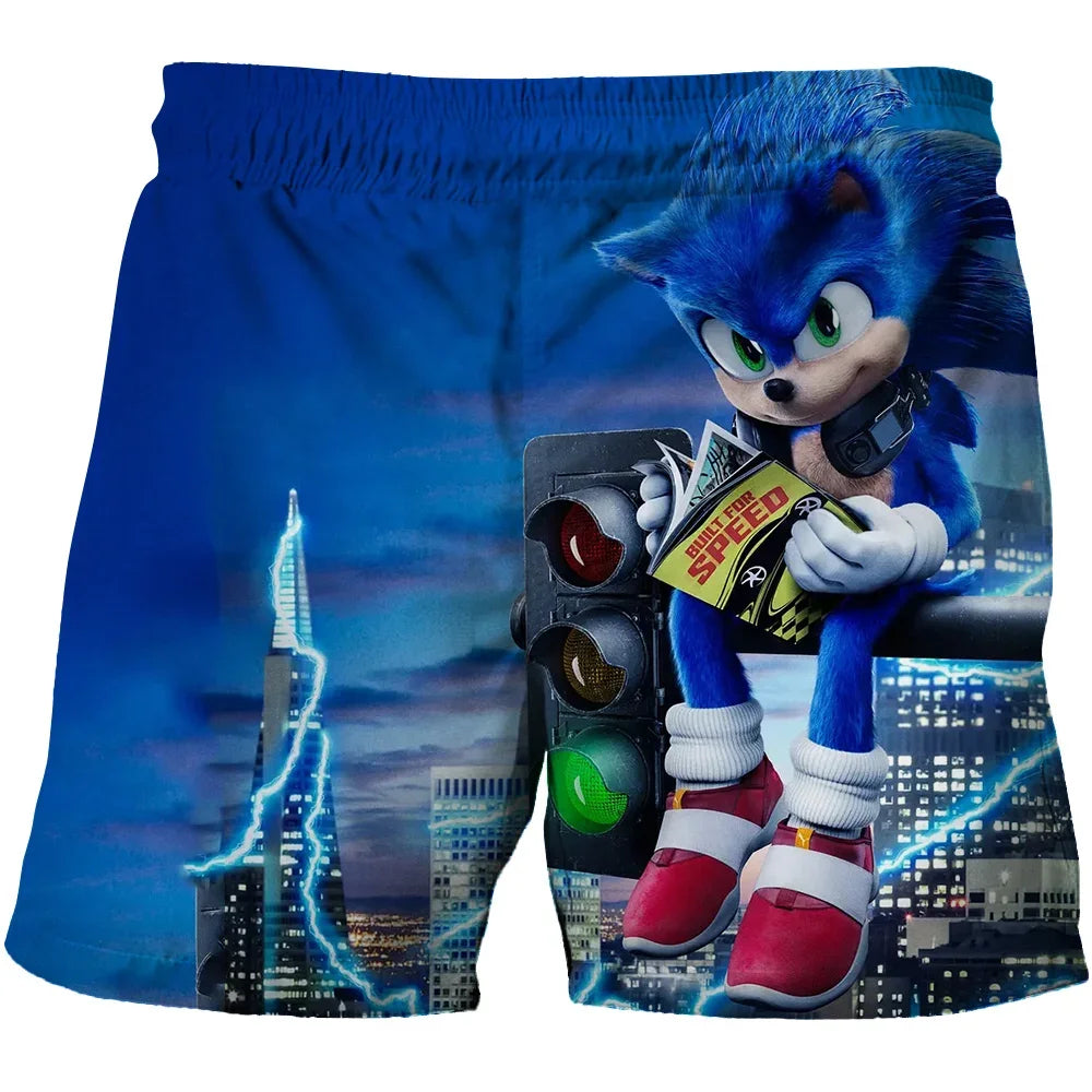 Beach pants for children 4-14Y Sonic The Hedgehog shorts pants Girls Boys Harajuku pants For Kids 3D Cartoon Print