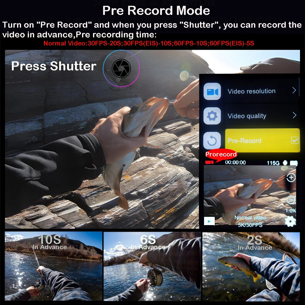 5K 4K60FPS Action Camera Dual IPS Touch LCD EIS 170° DVR 30M Waterproof 5X Zoom Sport Camera