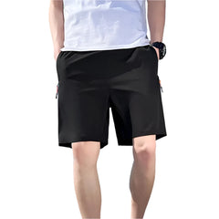 Men Zipper Pocket Shorts Retro Thin Men's Sport  Wear Summer