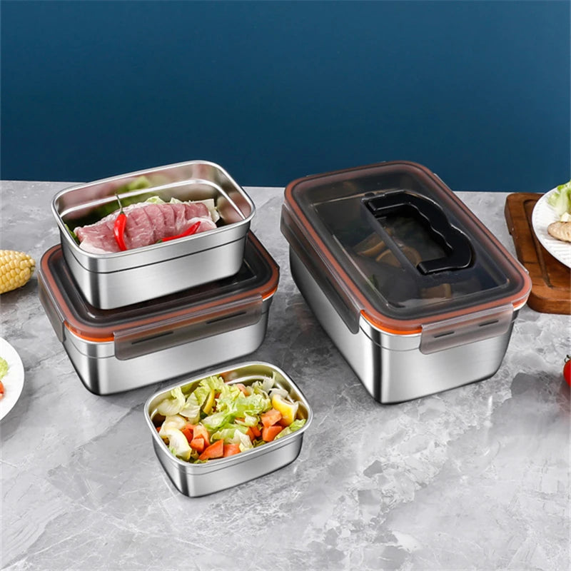 Stainless Steel Kitchen Fresh-Keeping Box Bento Lunch Box Portable Sealed Food Storage Containers