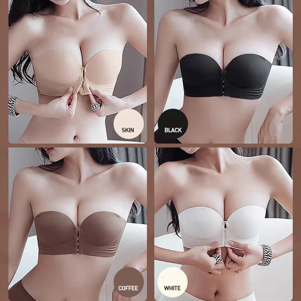 Bra Invisible Strapless Bras Anti-slip Front Buckle Small Breast Push Up Wireless Female Lingerie Women Underwear