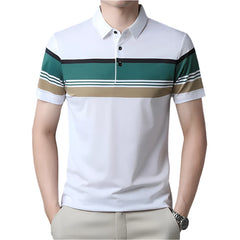 Luxury high-end ice silk breathable short-sleeved POLO shirt Men's  summer fashion