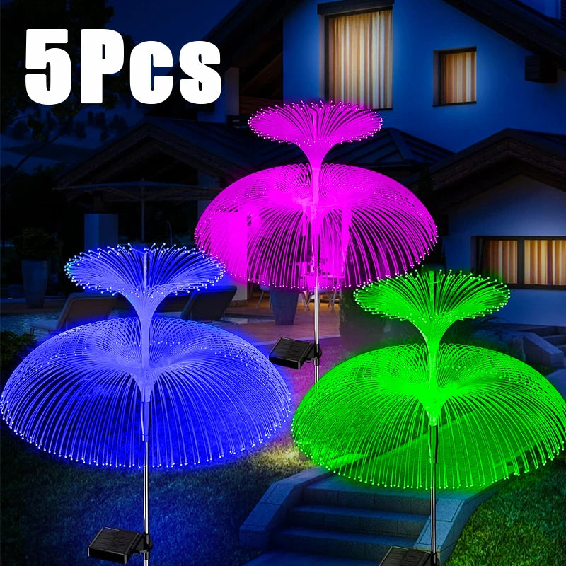 Solar Double Jellyfish Pathway Lights LED Garden Decor  Stake Light Waterproof Outdoor Yard Lawn Patio Solar Lawn Lamp