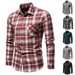 Men Casual Button Down Shirts Blouse Checkered Check Plaid Oversized Tops