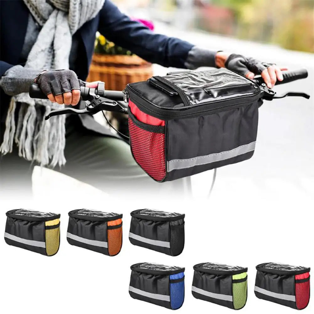 Bike Front Tube Bag Waterproof Reflective Strip Bicycle Handlebar Basket Pack Cycling Front Frame Pannier