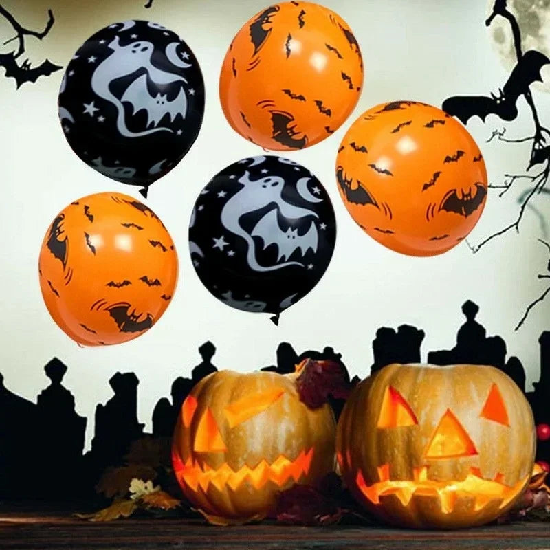 Scary Halloween Balloons Kids Toys Pumpkin Skeleton Ghost Bar Party Decor Balloon Halloween Black Orange Latex Balloon