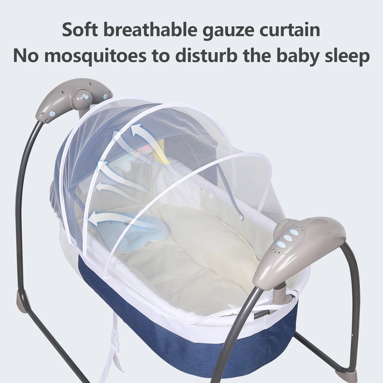 Baby Cot 3-Speed Auto Swing Electric Baby Swing Baby Bouncer Baby Lounger Cradle up to 18KG with Music