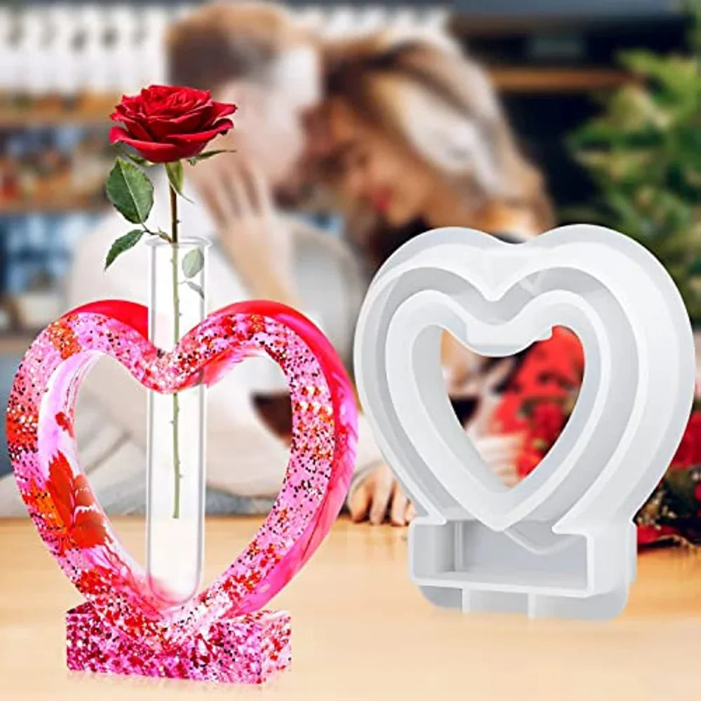 Test Tube Flower Breeding Station Vase Silicone Molds DIY Heart Shaped Vase/Plant