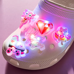 LED Shoe Charms Cute Animals Cat Pig Christmas Tree Luminous Shoe Buckle Pins for Women Clog Accessories Jeans Pendant