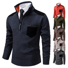 Pullover Men Sweater Cashmere Thick Polo Shirts Korean Half Zipper Cold Blouse Stand Collar Autumn Winter Outerwear Luxury Cloth