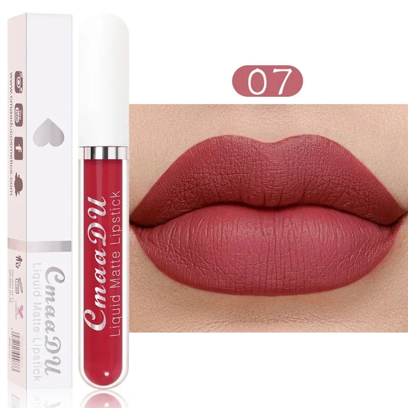 Waterproof Matte Nude Lip Gloss Brown Nude Pigment Dark Red Long Lasting Velvet Liquid Lipstick