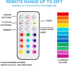 13Colors RGB LED Under Cabinet Light Puck Light Remote Control Dimmable Wireless Night Lamp